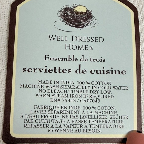 Well Dressed Home Happy Easter White Teal Gray Set Of 3 Kitchen Towels New - Picture 5 of 5